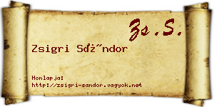Zsigri Sándor névjegykártya